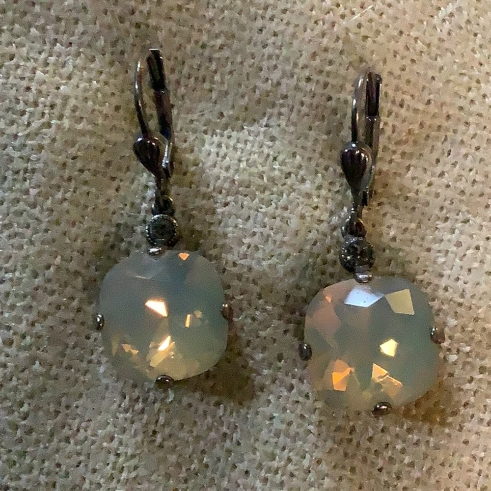 Silver Opalescent Earrings with Lever-Back Setting